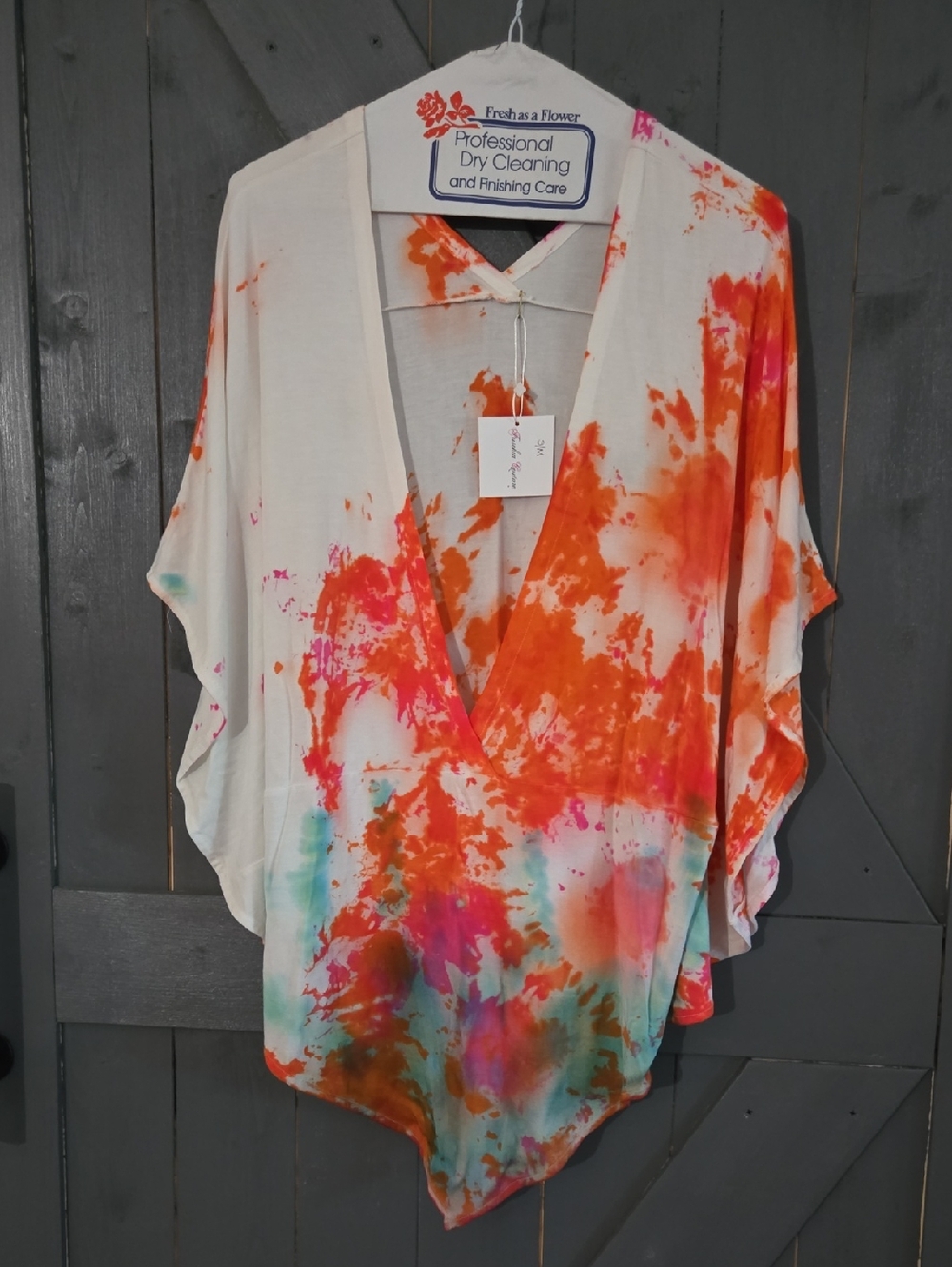 Colorful Tie-Dye V-Neck Kimono Top